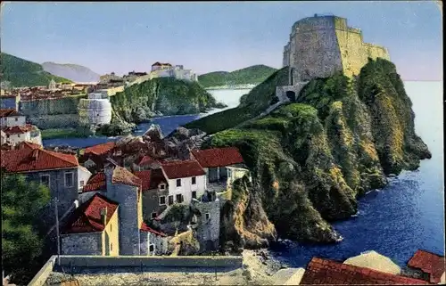 Ak Ragusa Dubrovnik Kroatien, Teilansicht des Ortes
