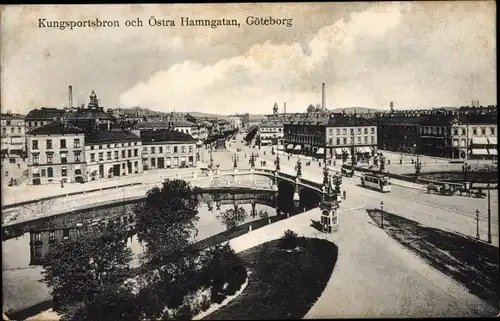 Ak Göteborg Schweden, Kungsportsbron och Östra Hamngatan