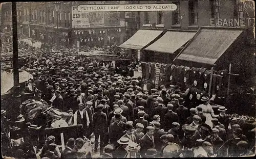 Ak London City England, Petticoat Lane looking to Aldgate