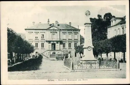 Ak Orbec Calvados, Mairie, Monument aux Morts