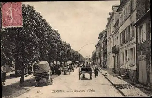 Ak Lisieux Calvados, Le Boulevard d'Orbec