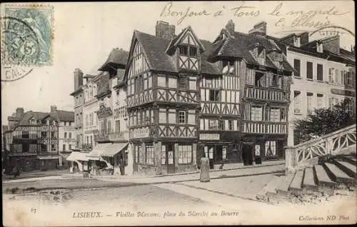 Ak Lisieux Calvados, Vieilles Maisons, place du Marche au Beurre