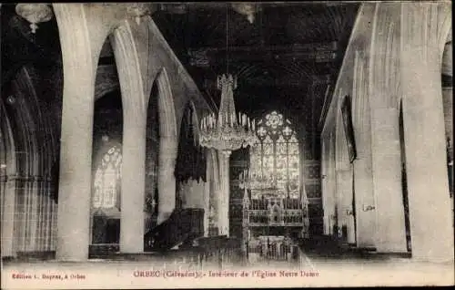 Ak Orbec Calvados, Interieur de l'Eglise Notre Dame