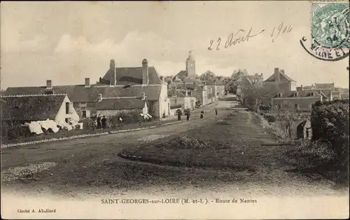Ak Saint Georges sur Loire Maine-et-Loire, Route de Nantes