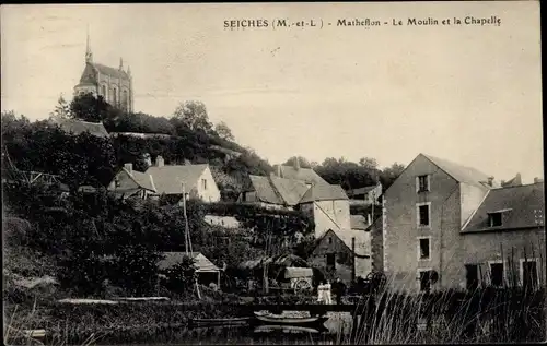 Ak Seiches Maine et Loire, Matheflon, Le Moulin, La Chapelle