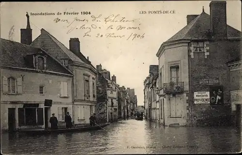 Ak Les Ponts de Cé Maine et Loire, Inondations de Fevrier 1904