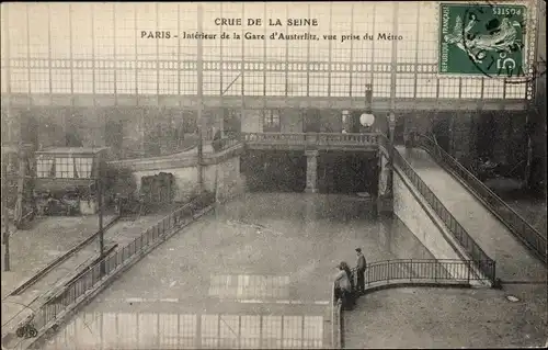 Ak Paris XIII., Inondations, Gare d'Austerlitz, Metro