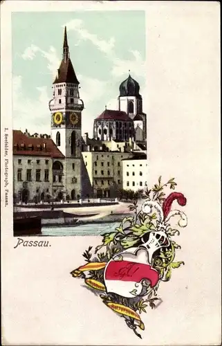 Studentika Wappen Ak Passau in Niederbayern, Rathaus