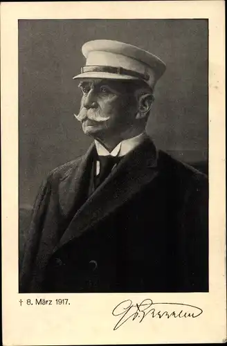 Ak Ferdinand Graf von Zeppelin, Sterbedatum 8 März 1917