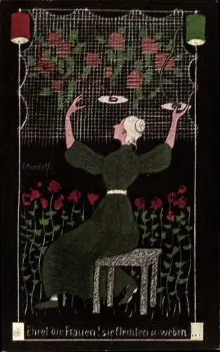 Künstler Ak Kreidolf, Ernst, Ehret die Frauen, sie flechten und weben