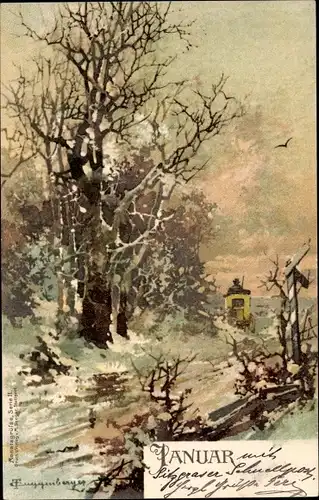 Künstler Ak Guggenberger, Thomas, Monat Januar, Winter, Allegorie
