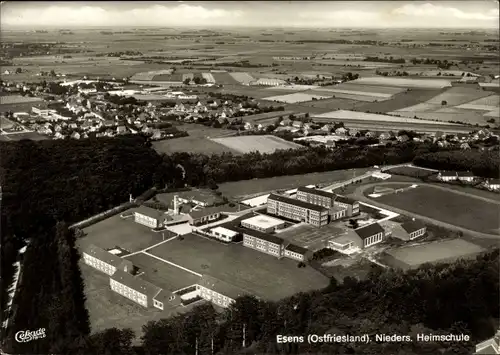 Ak Esens in Ostfriesland, Fliegeraufnahme, Heimschule