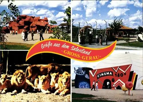 Ak Wallerstädten Groß Gerau in Hessen, Safariland, Löwen, Giraffe