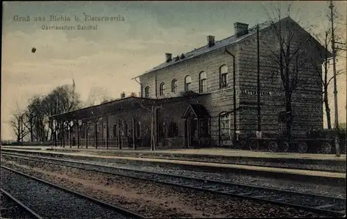 Ak Biehla Elsterwerda Brandenburg, Oberlausitzer Bahnhof, Gleisseite