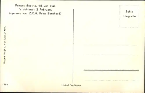 Ak Prinzessin Beatrix der Niederlande als Baby, Kinderportrait