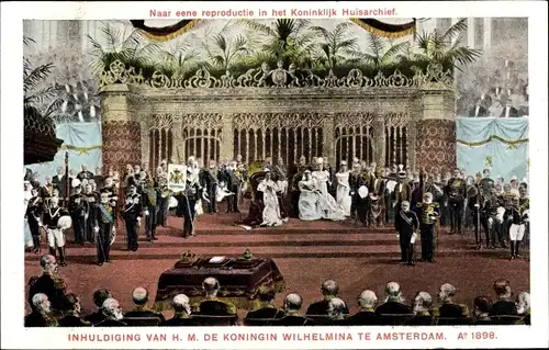 Ak Inhuldiging van de Koningin Wilhelmina te Amsterdam 1898, Krönung