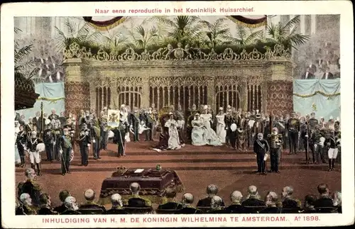 Ak Amsterdam Nordholland, Inhuldiging van de Koningin Wilhelmina 1898