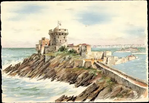 Künstler Ak Saint Jean de Luz Pyrénées Atlantiques, Le Fort Socoa