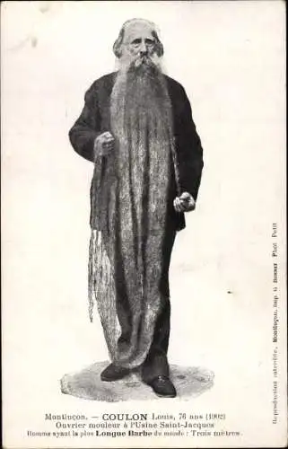 Ak Montluçon Allier, Louis Coulon, Mouleur aux Usines Saint Jacques, Longueur de la barbe 3 m