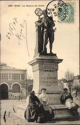 Ak Dax Landes, La Statue de Borda