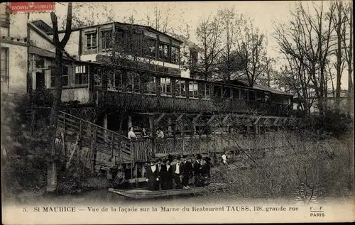 Ak Saint Maurice Val de Marne, Vue de la facade sur la Marne du Restaurant Tauss