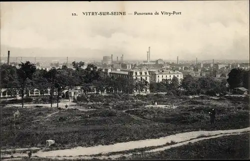 Ak Vitry sur Seine Val de Marne, Panorama de Vitry Port