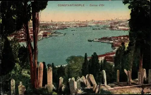 Ak Konstantinopel Istanbul Türkei, Corne d'Or, Grabsteine