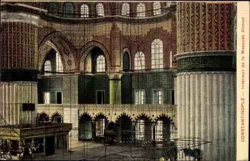 Ak Konstantinopel Istanbul Türkei, Interieur de la Mosquee Ahmed