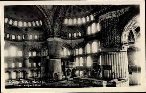 Ak Konstantinopel Istanbul Türkei, Interieur Mosquee Ahmet