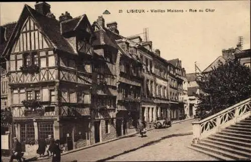 Ak Lisieux Calvados, Vieilles Maisons, Rue au Char