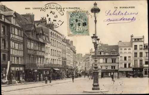 Ak Lisieux Calvados, Place Thiers, La Grande Rue