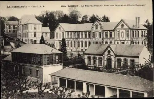 Ak Lisieux Calvados, Le Nouvel Hopital, Pavillon Central et d'Emile Demagny