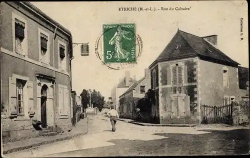 Ak Étriché Maine et Loire, Rue du Calvaire