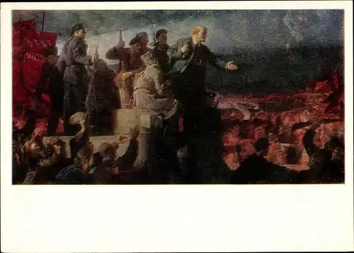 Künstler Ak Aksenov, Ankunft von Lenin in Petrograd am 3. April 1917, Sozialistischer Realismus