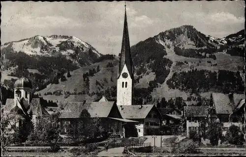 Ak Fischen im Allgäu Schwaben, Gesamtansicht, Kirche, Wannenkopf, Bolsterlanger Horn