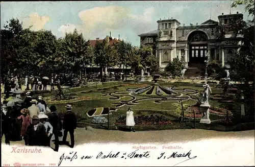 Ak Karlsruhe in Baden, Stadtgarten, Festhalle