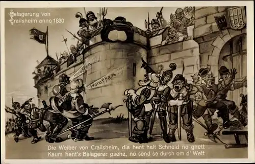 Ak Crailsheim in Württemberg, Belagerung der Stadt 1830, Die Weiber von Crailsheim
