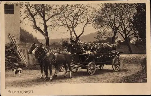 Ak Fürst Otto von Hohenzollern-Sigmaringen, Hochzeitsgäste auf einem Pferdewagen