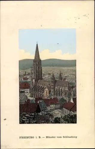 Ak Freiburg im Breisgau, Münster vom Schlossberg gesehen