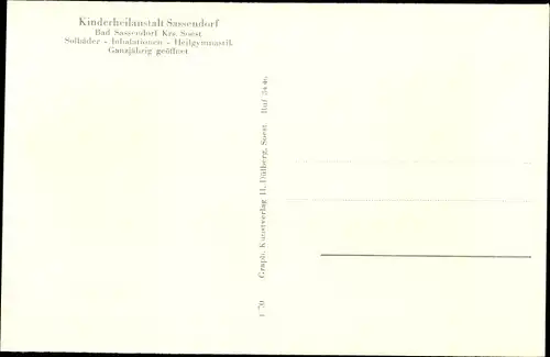 Ak Bad Sassendorf im Kreis Soest, Kinderheilanstalt, Heilgymnastik, Haupthaus, Schlafsaal, Solbad