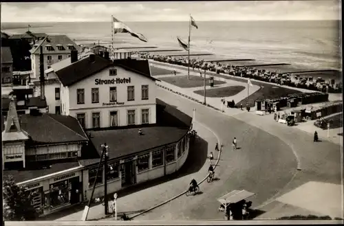 Ak Nordseebad Duhnen Cuxhaven, Strandhotel und Promenade