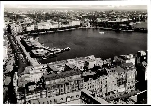 Ak Hamburg Mitte Altstadt, Jungfernstieg, Luftbild, Binnenalster