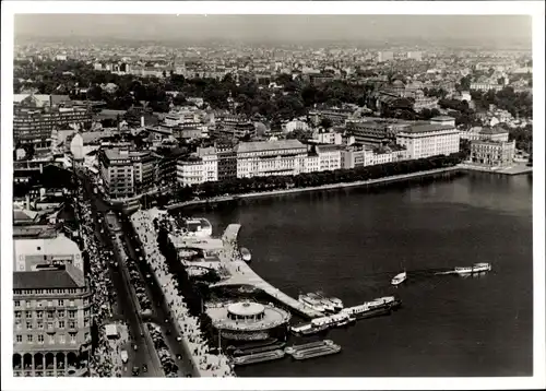 Ak Hamburg Mitte Altstadt, Jungfernstieg, Luftbild, Binnenalster