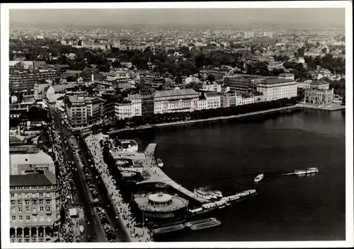 Ak Hamburg, Jungfernstieg, Binnenalster, Fliegeraufnahme