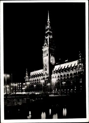 Ak Hamburg Altstadt, Rathaus in Festbeleuchtung