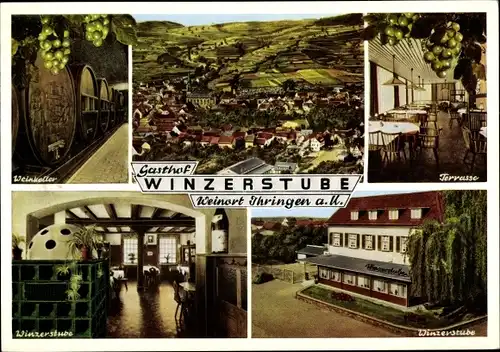 Ak Ihringen am Kaiserstuhl, Gasthof Winzerstube, Terrasse, Gesamtansicht vom Ort