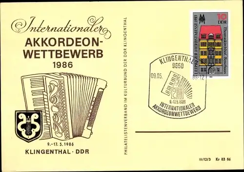 Ak Klingenthal im Vogtland Sachsen, Int. Akkordeon Wettbewerb 1986, DDR