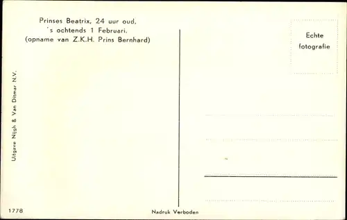 Ak Prinzessin Beatrix der Niederlande als Baby, Portrait