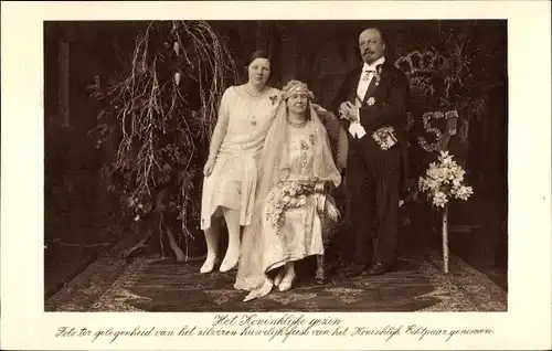 Ak Königin Wilhelmina und Prinz Heinrich zu Mecklenburg, 25. Hochzeitstag, Prinzessin Juliana