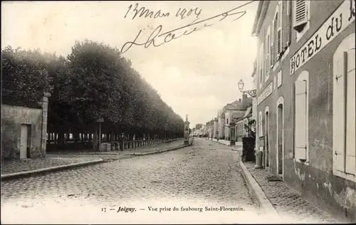 Ak Joigny Yonne, Vue prise du faubourg Saint Florentin, Hotel